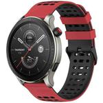 For Amazfit Watch 22mm Three Rows Hole Two Color Silicone Watch Band(Red+Black)