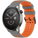 For Amazfit Watch 22mm Three Rows Hole Two Color Silicone Watch Band(Grey+Orange)