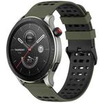 For Amazfit Watch 22mm Three Rows Hole Two Color Silicone Watch Band(Army Green+Black)