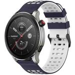 For Amazfit Watch 22mm Three Rows Hole Two Color Silicone Watch Band(Midnight Blue+White)