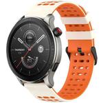 For Amazfit Watch 22mm Three Rows Hole Two Color Silicone Watch Band(Starlight+Orange)