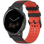 For Garmin Watch 22mm Three Rows Hole Two Color Silicone Watch Band(Black+Red)