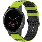 For Garmin Watch 22mm Three Rows Hole Two Color Silicone Watch Band(Lime Green+Black)