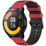 For Xiaomi Watch 22mm Three Rows Hole Two Color Silicone Watch Band(Red+Black)