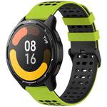 For Xiaomi Watch 22mm Three Rows Hole Two Color Silicone Watch Band(Lime Green+Black)