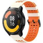 For Xiaomi Watch 22mm Three Rows Hole Two Color Silicone Watch Band(Starlight+Orange)