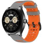 For Huawei Watch 22mm Hollow Three Rows Hole Two Color Silicone Watch Band(Grey+Orange)