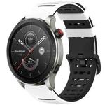 For Amazfit Watch 22mm Hollow Three Rows Hole Two Color Silicone Watch Band(White+Black)