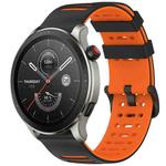 For Amazfit Watch 22mm Hollow Three Rows Hole Two Color Silicone Watch Band(Black+Orange)
