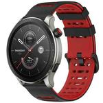 For Amazfit Watch 22mm Hollow Three Rows Hole Two Color Silicone Watch Band(Black+Red)