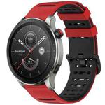 For Amazfit Watch 22mm Hollow Three Rows Hole Two Color Silicone Watch Band(Red+Black)