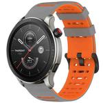 For Amazfit Watch 22mm Hollow Three Rows Hole Two Color Silicone Watch Band(Grey+Orange)