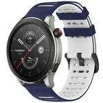 For Amazfit Watch 22mm Hollow Three Rows Hole Two Color Silicone Watch Band(Midnight Blue+White)