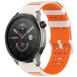 For Amazfit Watch 22mm Hollow Three Rows Hole Two Color Silicone Watch Band(Starlight+Orange)