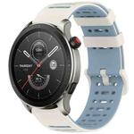 For Amazfit Watch 22mm Hollow Three Rows Hole Two Color Silicone Watch Band(Starlight+Blue)