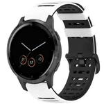 For Garmin Watch 22mm Hollow Three Rows Hole Two Color Silicone Watch Band(White+Black)