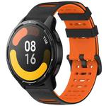 For Xiaomi Watch 22mm Hollow Three Rows Hole Two Color Silicone Watch Band(Black+Orange)