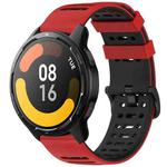 For Xiaomi Watch 22mm Hollow Three Rows Hole Two Color Silicone Watch Band(Red+Black)