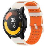 For Xiaomi Watch 22mm Hollow Three Rows Hole Two Color Silicone Watch Band(Starlight+Orange)