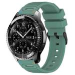 For Samsung Galaxy Watch 22mm Vertical Pattern Black Buckle Silicone Watch Band(Dual Color+Olive Green)