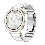 For Huawei Watch GT 5 41mm / GT 5 Pro 42mm Butterfly Buckle Ceramic White Metal Watch Band(White+Silver)