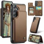 For Samsung Galaxy S25 5G CaseMe C22 Card Slots Holder RFID Anti-theft Phone Case(Brown)