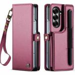For Samsung Galaxy Z Fold7 CaseMe C22 Card Slots Holder RFID Anti-theft Phone Case(Red)