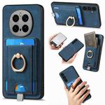 For Honor Magic7 Pro Retro Splitable Magnetic Card Bag Leather Phone Case(Blue)