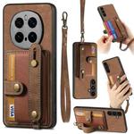 For Honor Magic7 Pro Retro Cross Wristband Wallet Leather Back Phone Case(Brown)