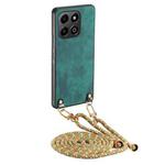 For Honor X6b 4G Vintage Leather PC Back Cover Phone Case with Crossbody Strap(Green)