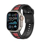 For Apple Watch 46mm / 49mm / 45mm / 44mm Dual Color Mesh Reverse Buckle Silicone Watch Band(Black Red)