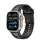 For Apple Watch 46mm / 49mm / 45mm / 44mm Dual Color Mesh Reverse Buckle Silicone Watch Band(Black Gray)