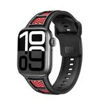 For Apple Watch 42mm / 41mm / 40mm / 38mm Dual Color Mesh Reverse Buckle Silicone Watch Band(Black Red)