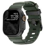 For Apple Watch 46mm / 49mm / 45mm / 44mm Wild Path Black Buckle Thickened Silicone Watch Band(Dark Green)