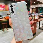 For Samsung Galaxy S23+ 5G Laser Heart Clear TPU Shockproof Phone Case(Transparent White)