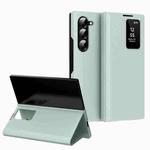 For Samsung Galaxy Z Fold6 5G Smart View Window Leather Phone Case with Card Slot(Green)