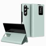 For Samsung Galaxy Z Fold7 5G Smart View Window Leather Phone Case with Card Slot(Green)