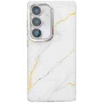 For Samsung Galaxy S24 5G Electroplated Marble Texture Phone Case(Gold White M1)