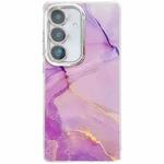 For Samsung Galaxy S24 5G Electroplated Marble Texture Phone Case(Gold Purple Red M15)