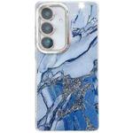 For Samsung Galaxy S24 5G Electroplated Marble Texture Phone Case(Navy Blue M17)