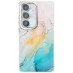 For Samsung Galaxy S24 FE 5G Electroplated Marble Texture Phone Case(Yellow Green M13)