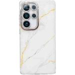 For Samsung Galaxy S25 Ultra 5G Electroplated Marble Texture Phone Case(Gold White M1)
