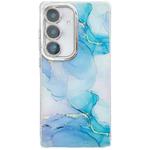 For Samsung Galaxy A35 5G Electroplated Marble Texture Phone Case(Blue Green M9)