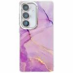 For Samsung Galaxy A35 5G Electroplated Marble Texture Phone Case(Gold Purple Red M15)