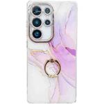 For Samsung Galaxy S25 Ultra 5G Electroplated Marble Texture Ring Holder Phone Case(Light Purple S6)