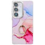 For Samsung Galaxy S24+ 5G Electroplated Marble Texture Ring Holder Phone Case(Red S7)