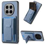 For Honor Magic7 Pro Carbon Fiber Fold Stand Elastic Card Bag Phone Case(Blue)