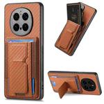 For Honor Magic7 Pro Carbon Fiber Fold Stand Elastic Card Bag Phone Case(Brown)