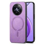 For Realme 12 5G Retro MagSafe Magnetic PU Back Cover Phone Case(Purple)