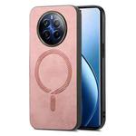 For Realme 12 Pro+ Retro MagSafe Magnetic PU Back Cover Phone Case(Pink)